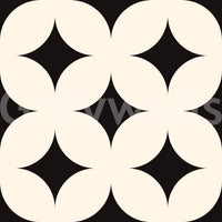 Neutral cream and black star design deco wallpaper art.
