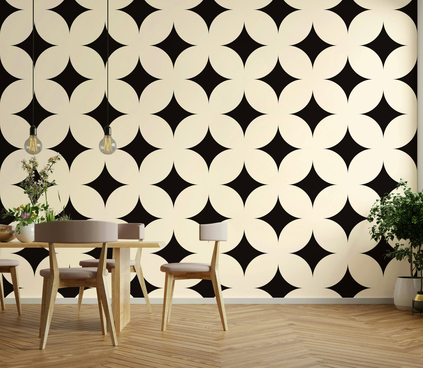 Symmetrical star geometric art deco wallpaper style.
