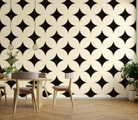 Symmetrical star geometric art deco wallpaper style.
