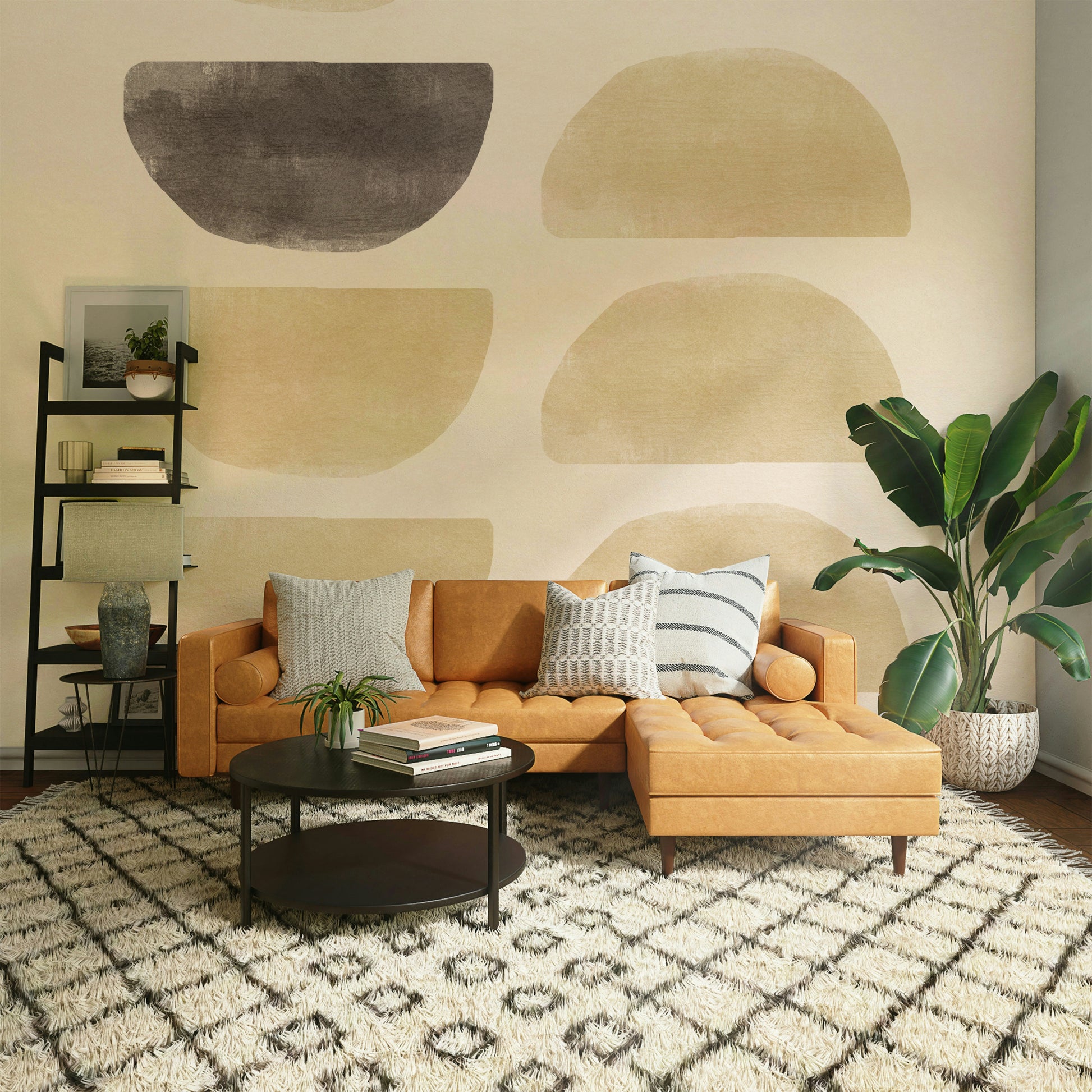 Soft curve beige wall mural

