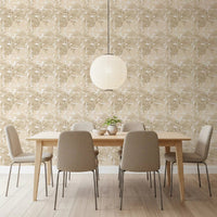 Beige Botanical Embrace wallpaper showing soft leaf pattern