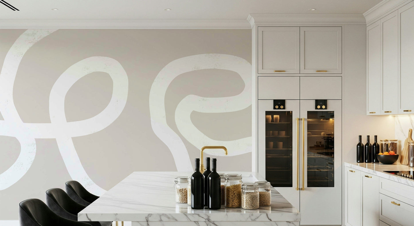 A contemplative gentle stroke wallpaper mural for a feature wall.