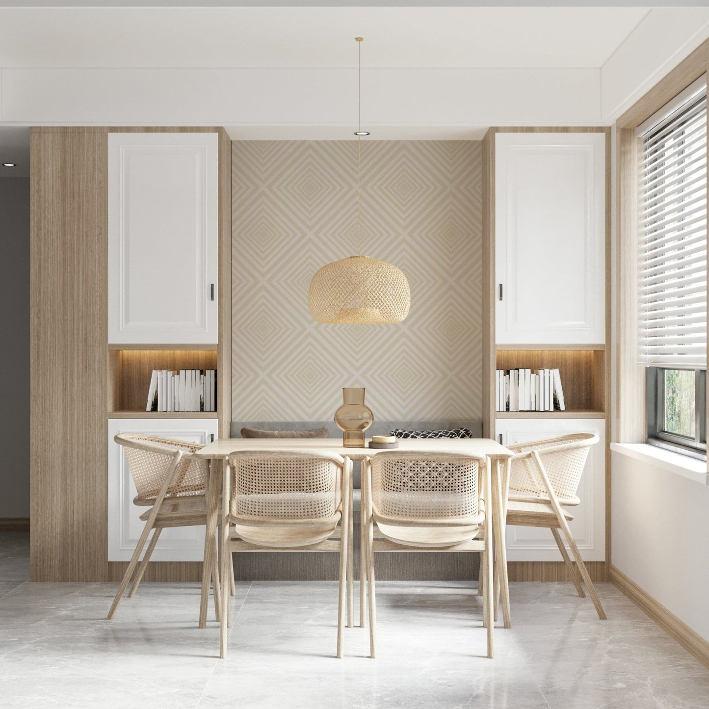 Subtle Beige Chevron pattern wall mural, light aesthetic feel.