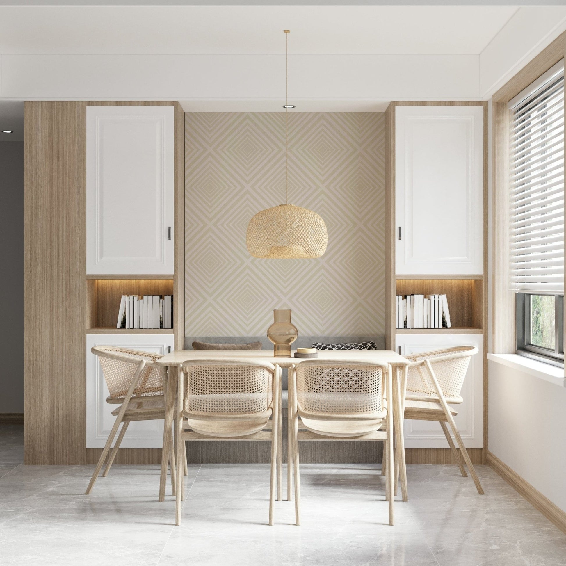 Subtle Beige Chevron pattern wall mural, light aesthetic feel.
