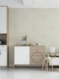 Minimalist Beige Chevron repeating pattern, serene home covering.