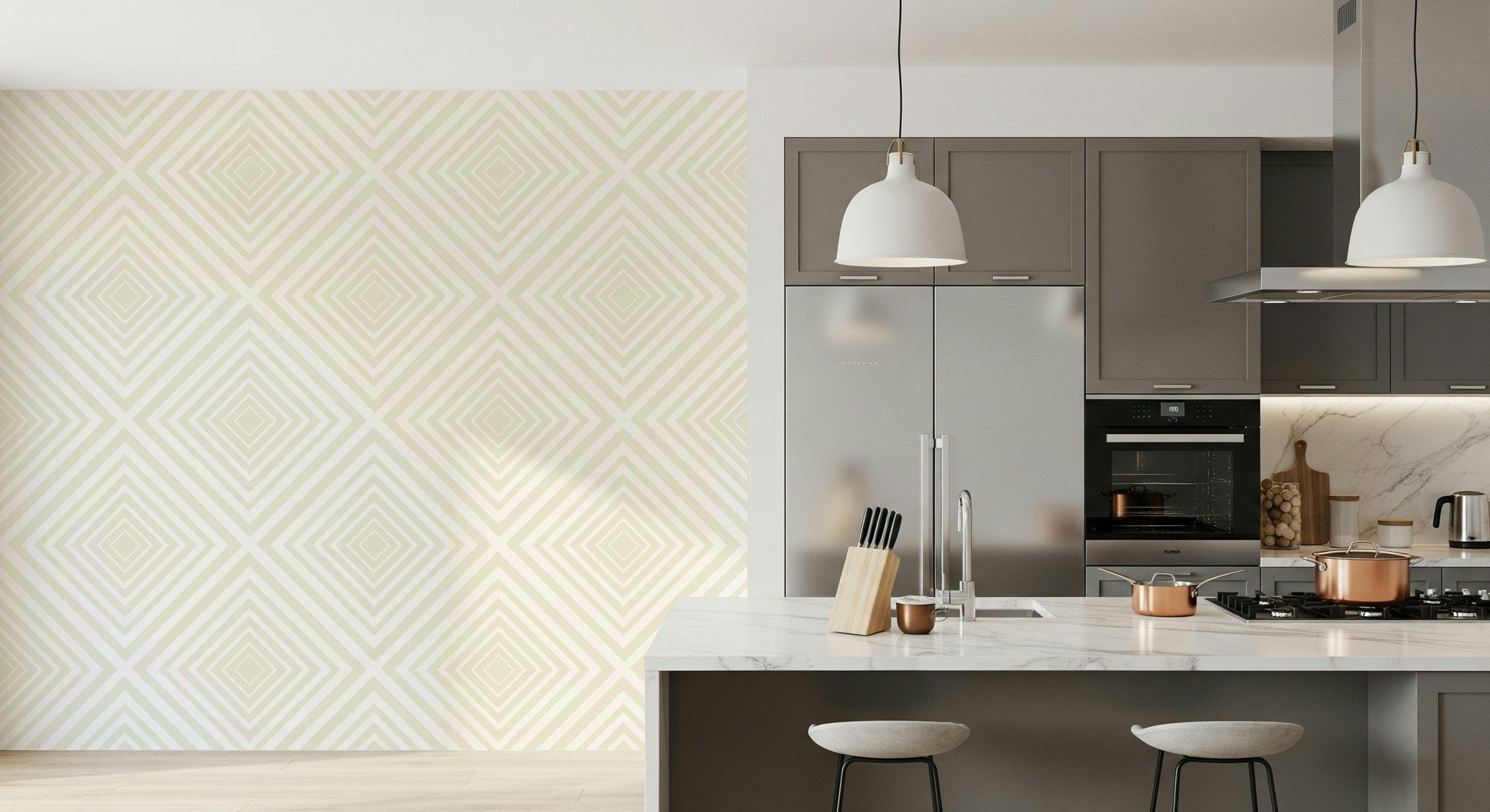 Stylish Beige Chevron geometric wallpaper, crisp angular lines.