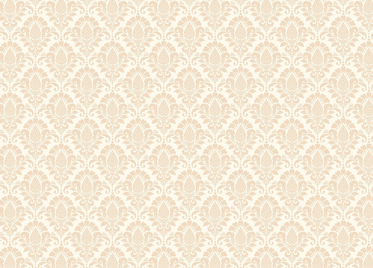 Artful Damask Pattern in Beige Wallpaper in your room