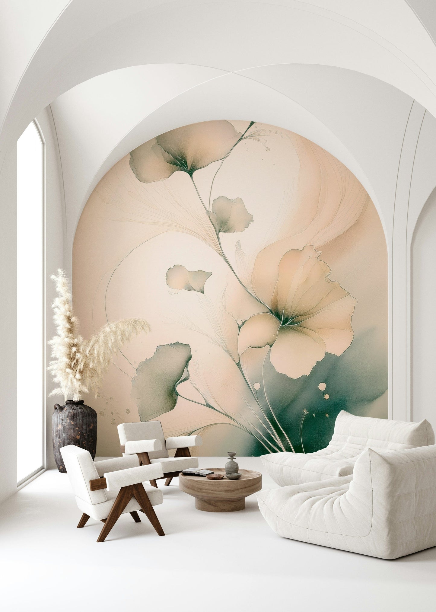 Elegant floral mural inspired by nature’s gentle beauty in soft, harmonious pastel shades.
