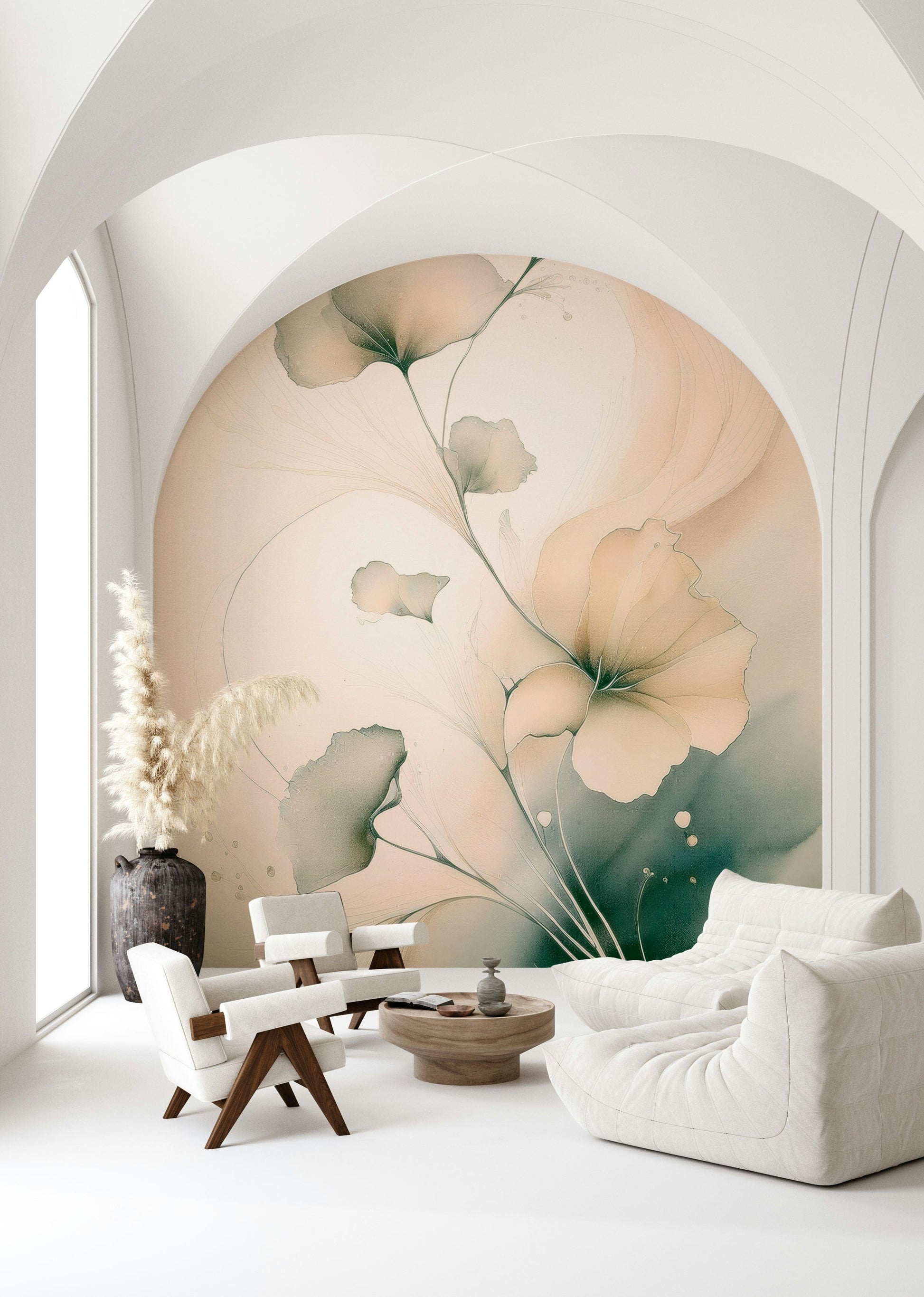 Elegant floral mural inspired by nature’s gentle beauty in soft, harmonious pastel shades.