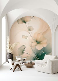 Elegant floral mural inspired by nature’s gentle beauty in soft, harmonious pastel shades.