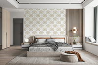 Chic Floral Geometry Wallpaper – Modern elegant wallpaper blending floral motifs with symmetrical design.
