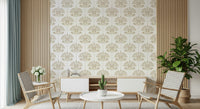 Chic Symmetrical Flower Pattern Wallpaper – Modern wallpaper with structured floral symmetry for refined interiors.