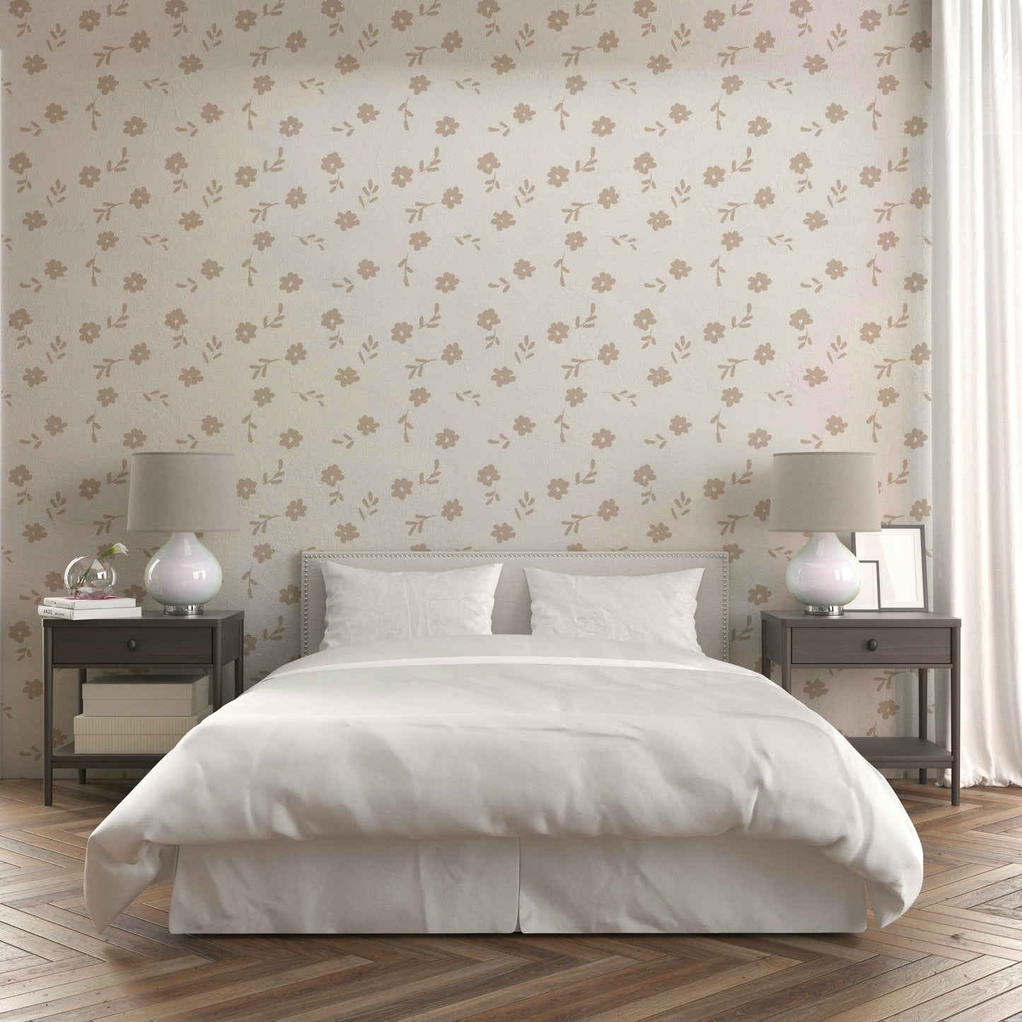 A beautiful modern art wall mural of flowers.

