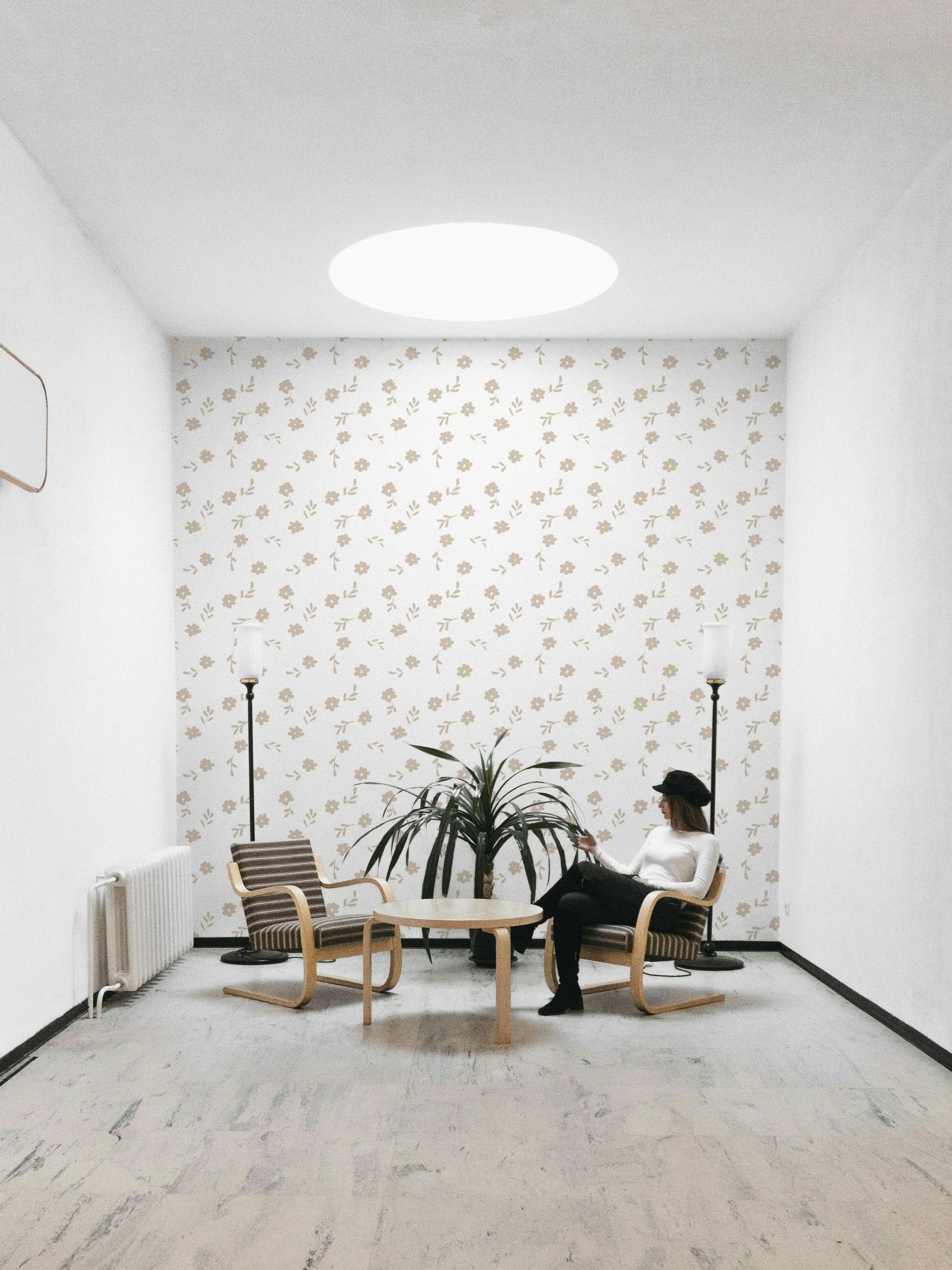 A graceful subtle pattern wall mural in neutral tones.

