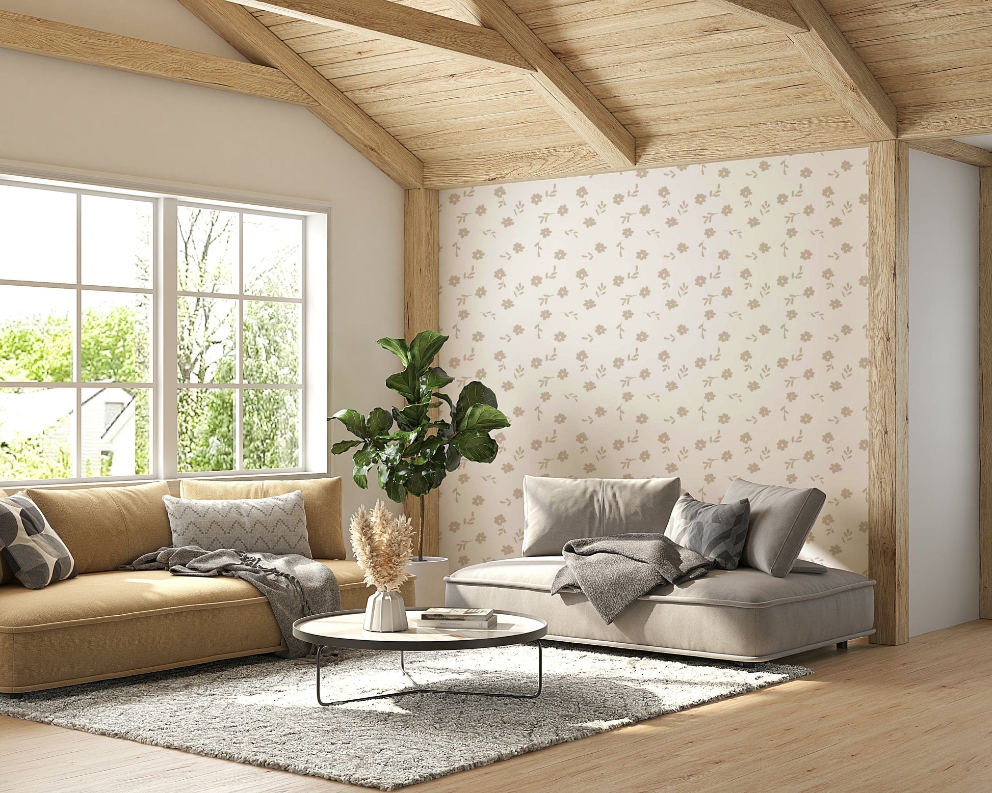 A beautiful subtle floral wallpaper mural for a modern home.

