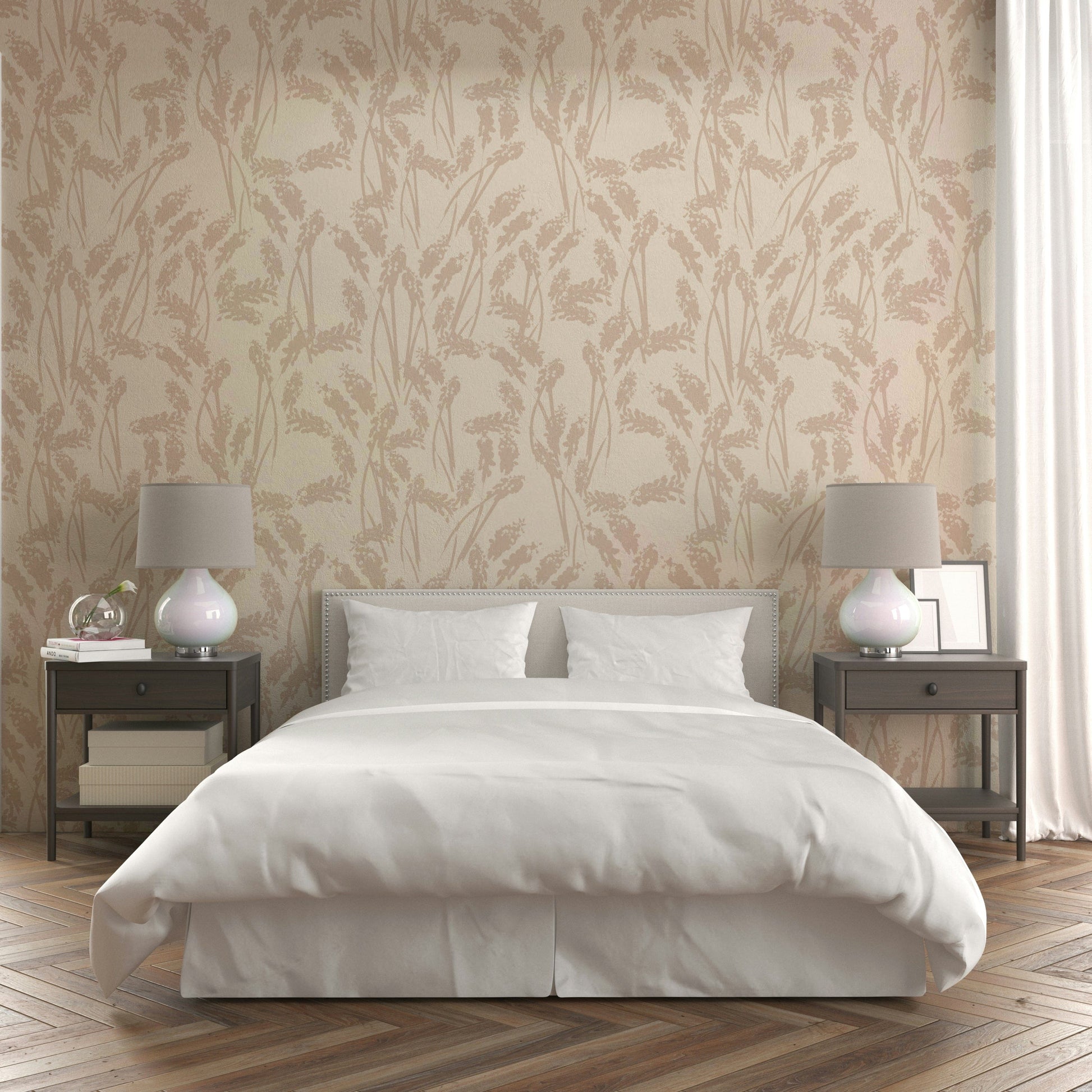 Beige Grasses wallpaper for a calm bedroom

