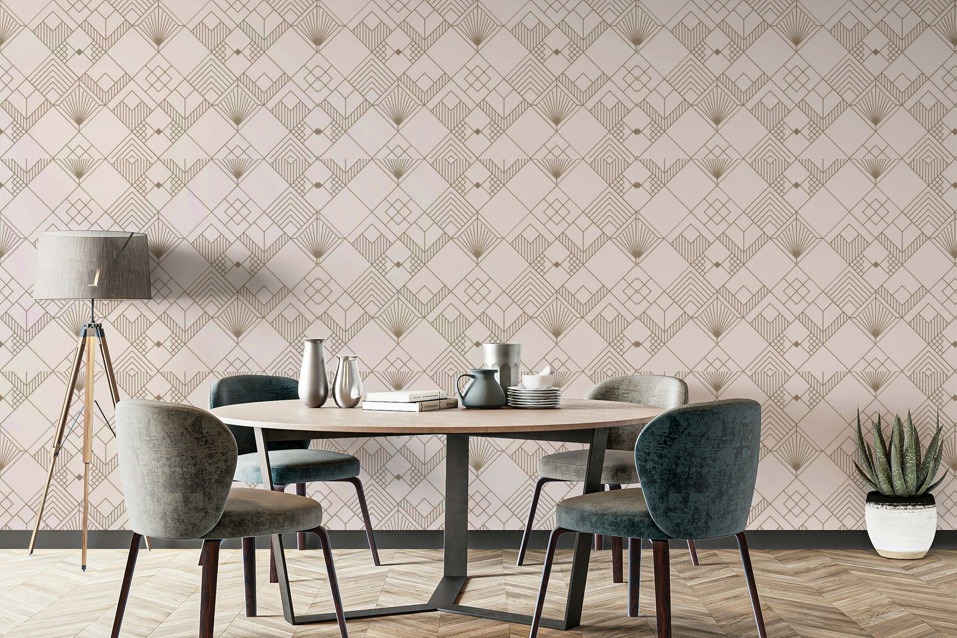 The design features a repeating pattern of soft, interconnected lines.

