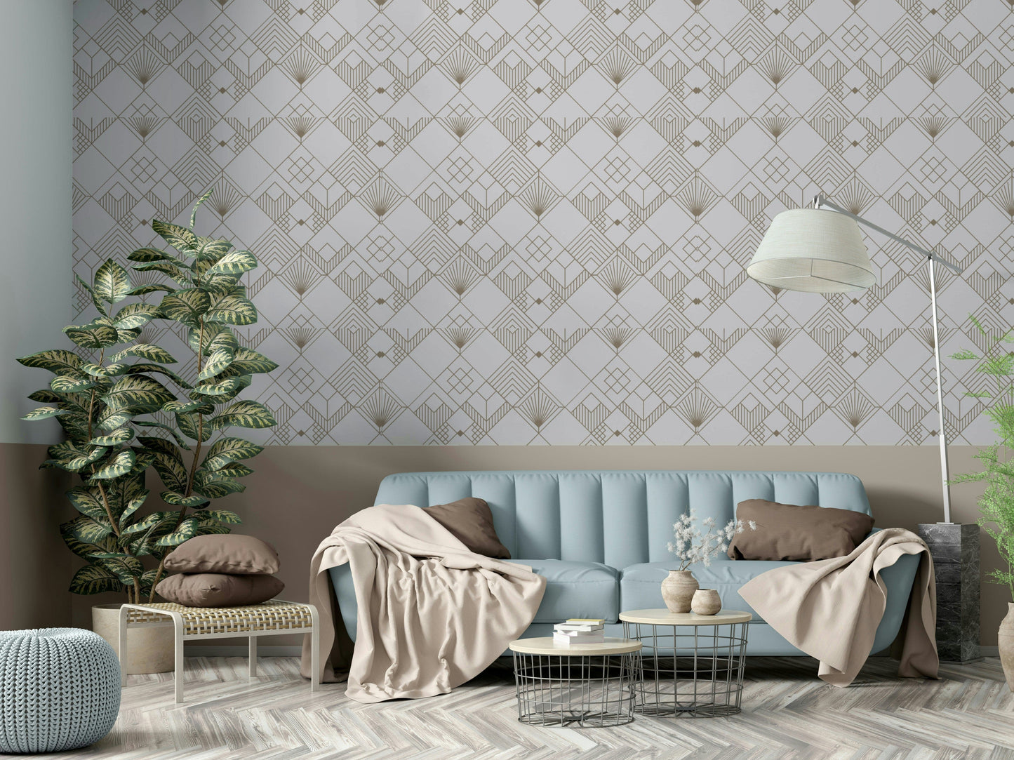The composition is a harmonious, repeating pattern.

