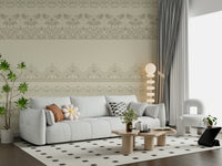 Elegant wall decor showing layered lace ribbons for a boutique feel.