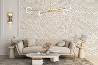 Beige Color Leaves Wallpaper Mural - Giffywalls