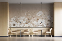 Cream and beige floral wallpaper mural
