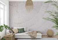 Textured wall mural featuring delicate oyster shell patterns for a serene, nature-inspired accent wall.