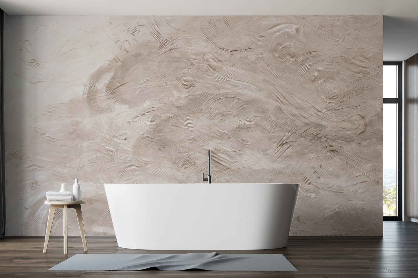 Light beige textured wallpaper for living rooms
