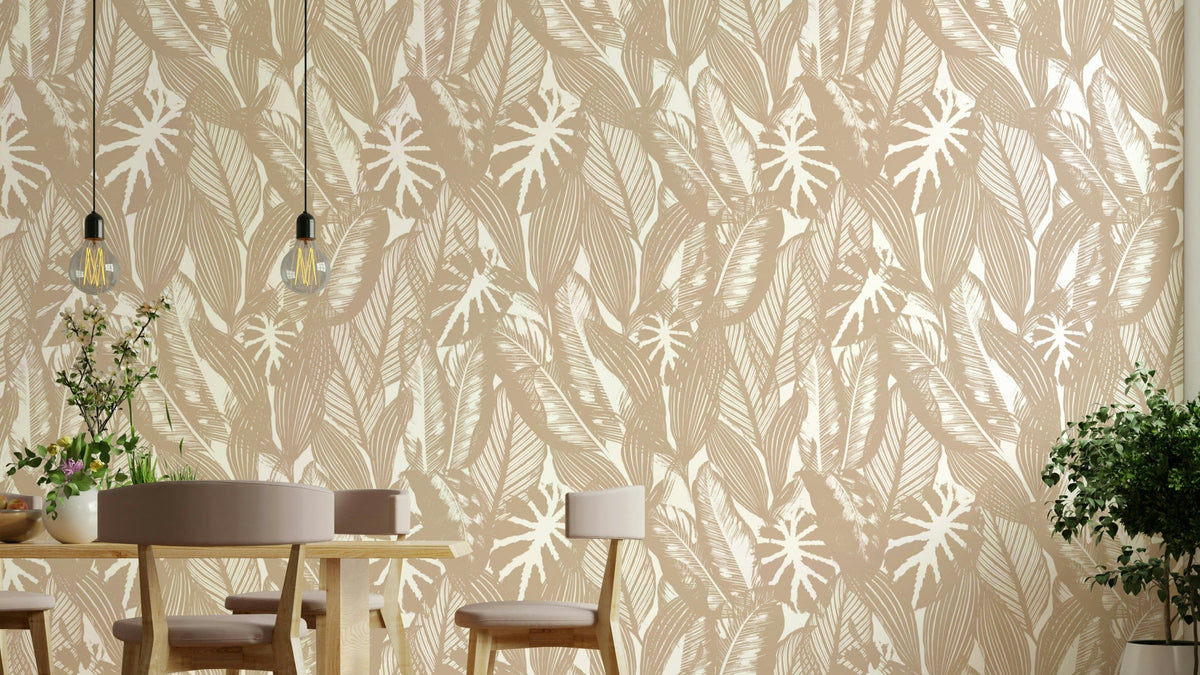 Off-white tropical wallpaper

