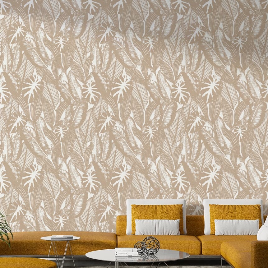 creamy tropical wallpaper for a serene bedroom

