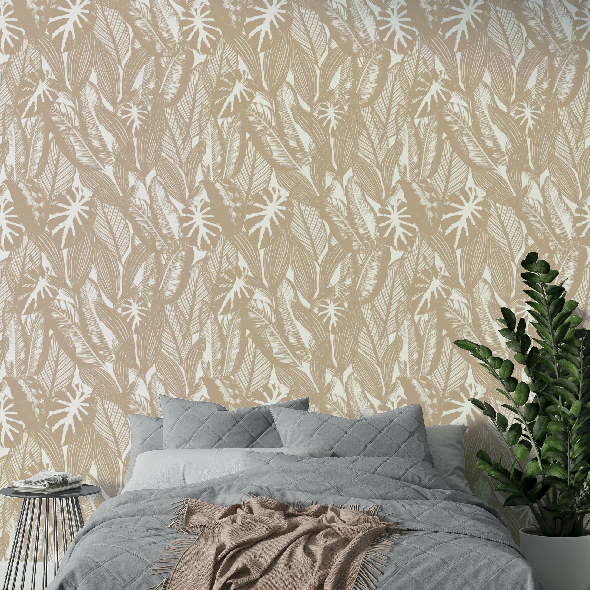 Calming tropical leaves mural

