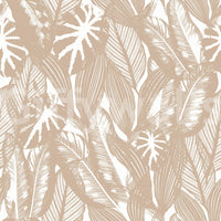 Neutral leaf pattern wallcovering

