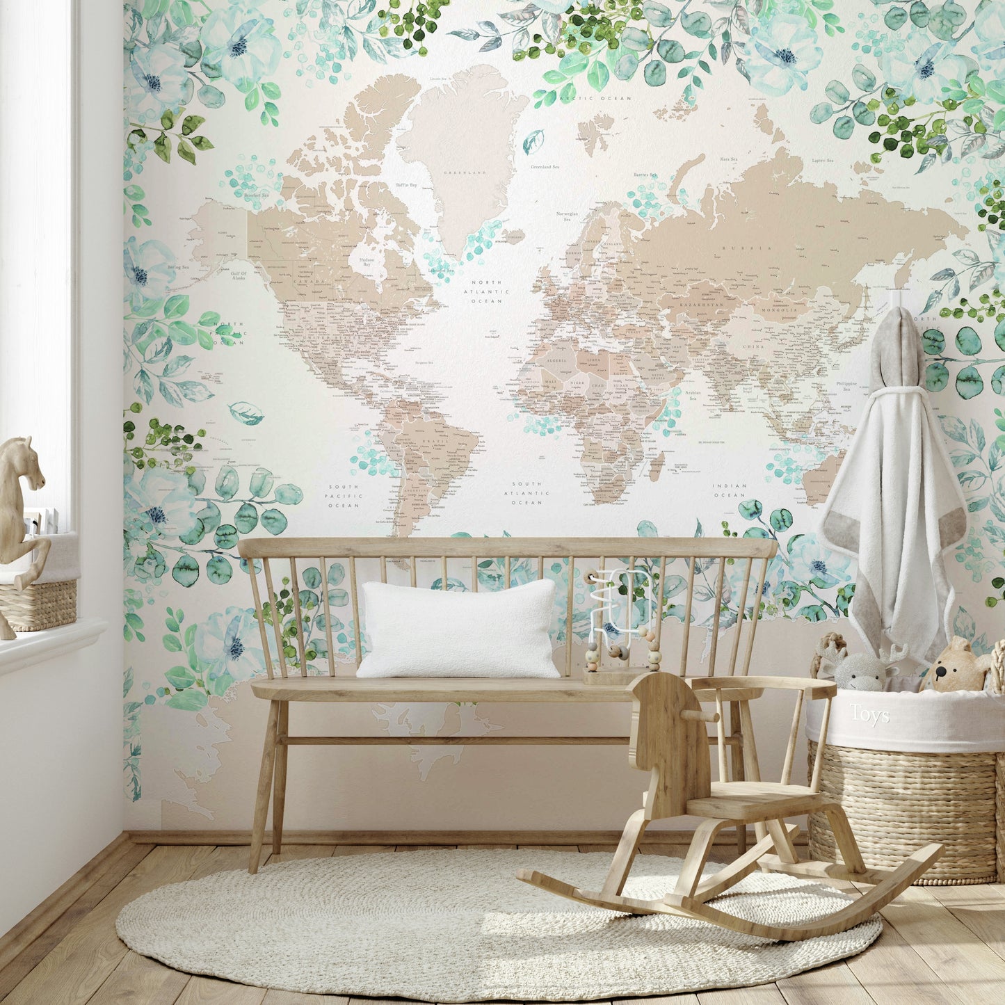 Decorative rustic map wallpaper for study or den

