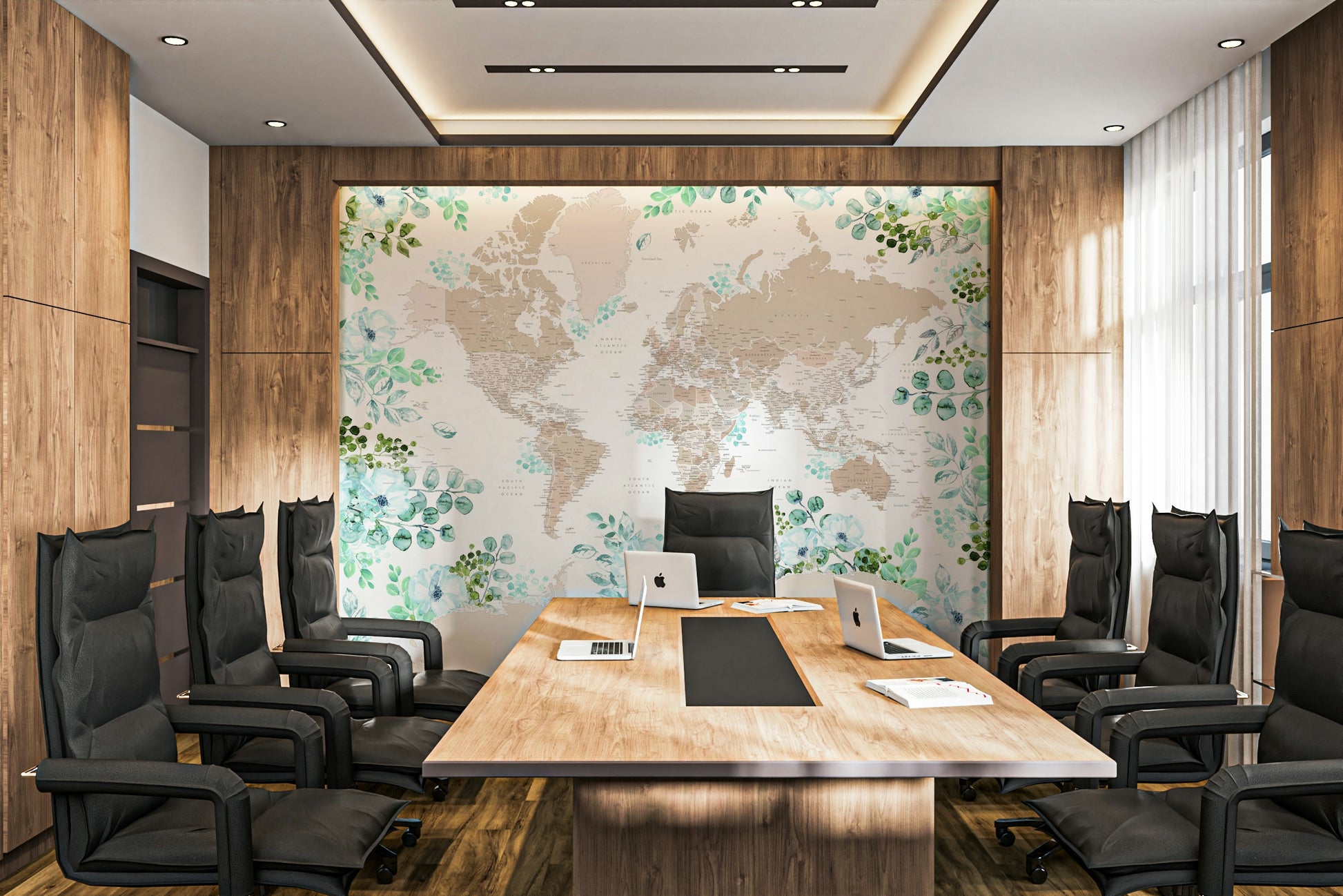 Aged map design wallpaper for libraries and lodges

