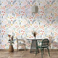 Bright and fresh floral design wallpaper for lively interiors.

