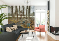 Quiet Bench at Park wall mural, secluded spot for reflection.
