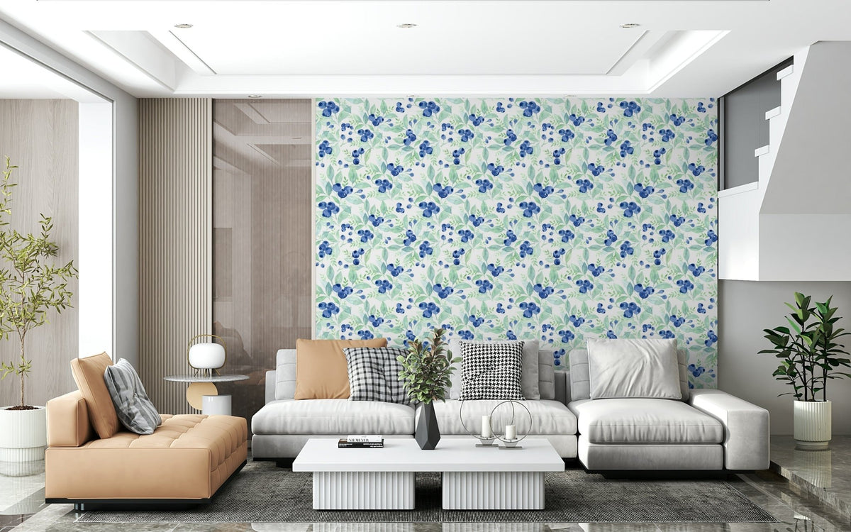 Aesthetic fruit leaves pattern Berry Bliss Watercolor
