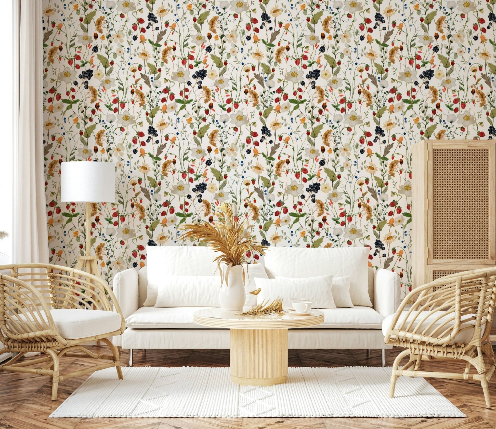 Soft artistic background of Berry Bloom Meadow unique wall print.