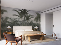 Green forest landscape wallpaper mural for serene spaces