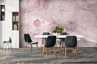 Soft pastel lavender wallpaper featuring elegant peony flowers
