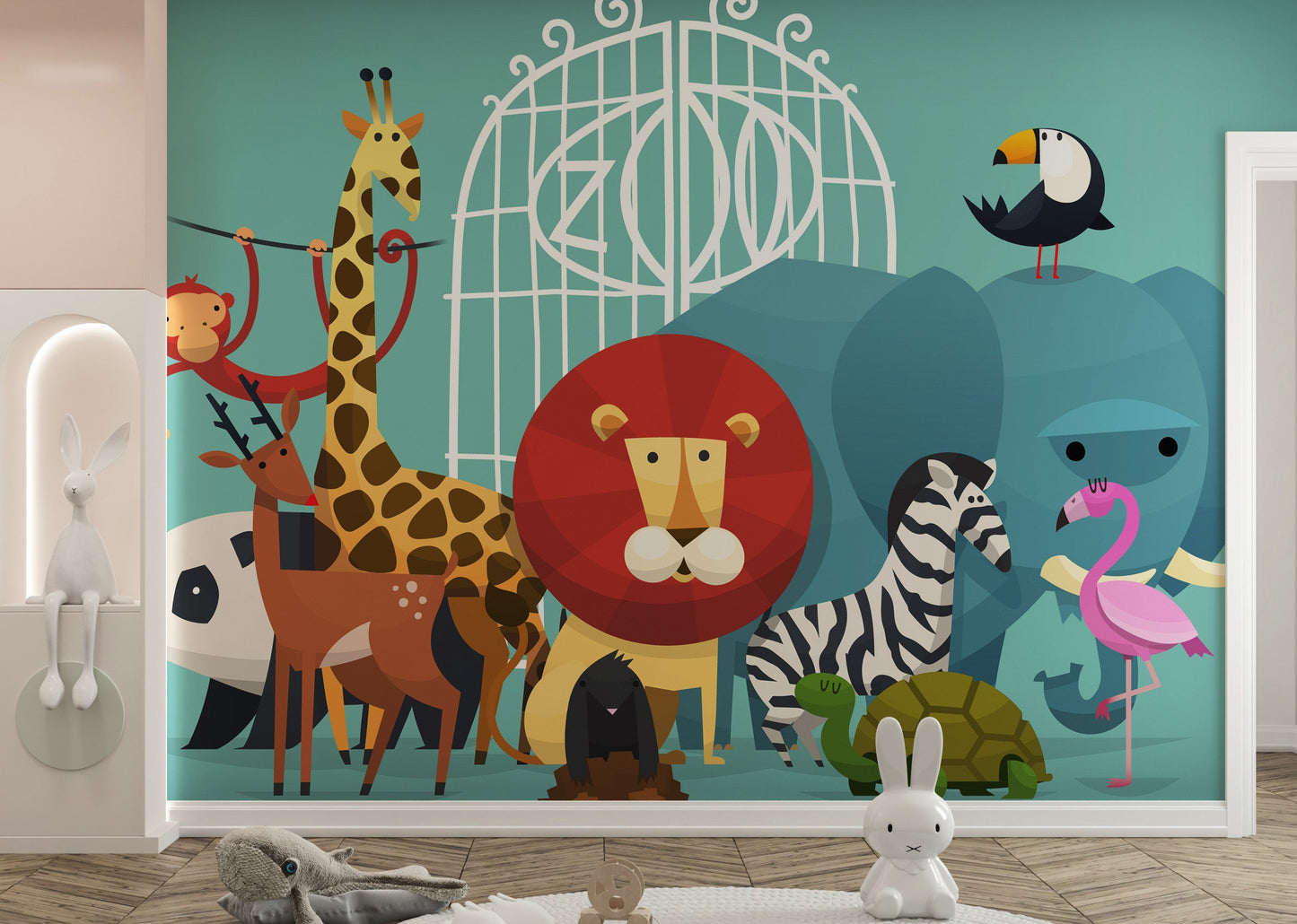 Zoo Animals Wallpaper Mural