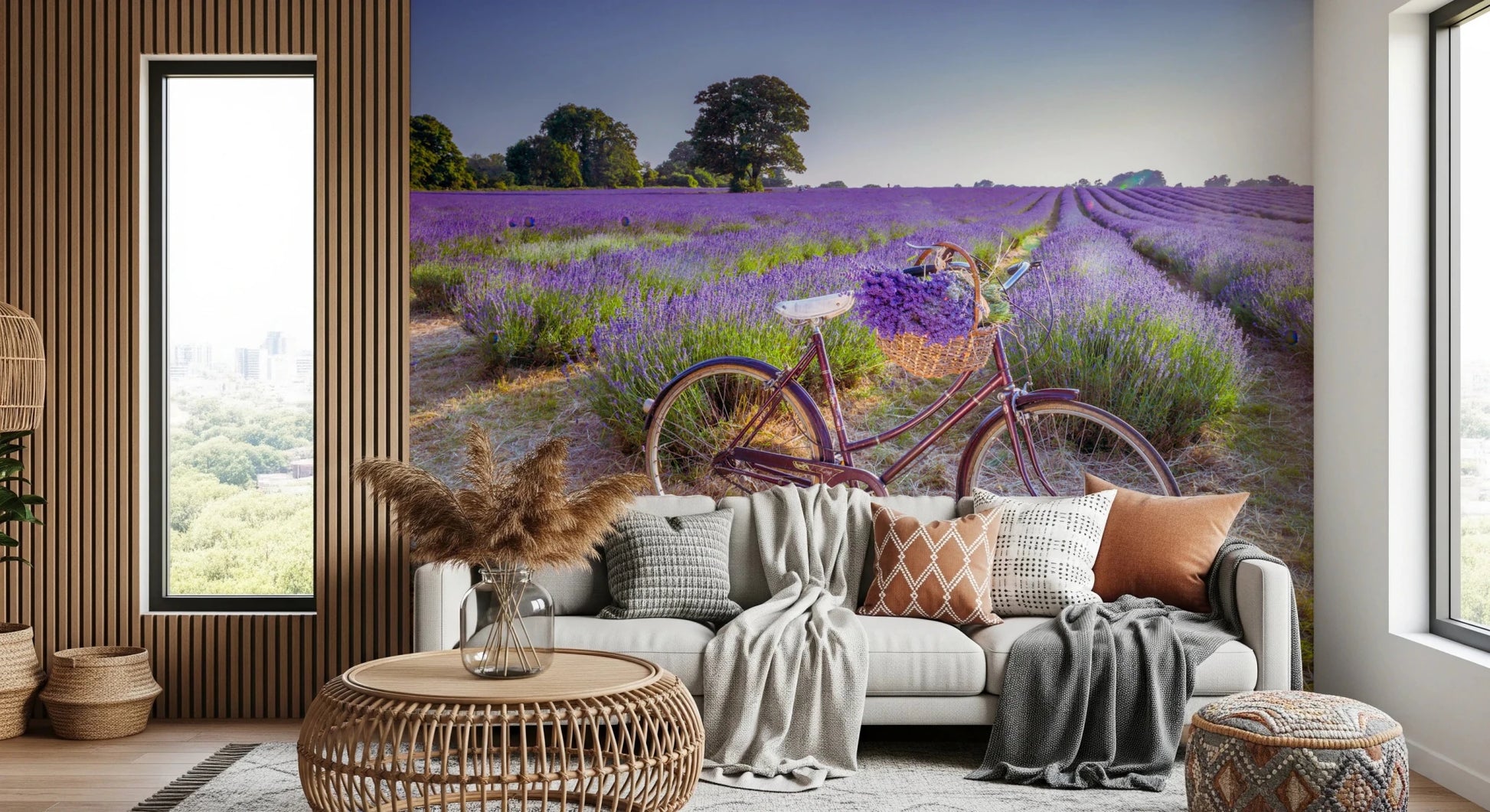 Bicycle in Lavender field Wall Mural