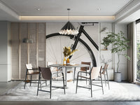Neutral-toned wall mural with bike graphics


