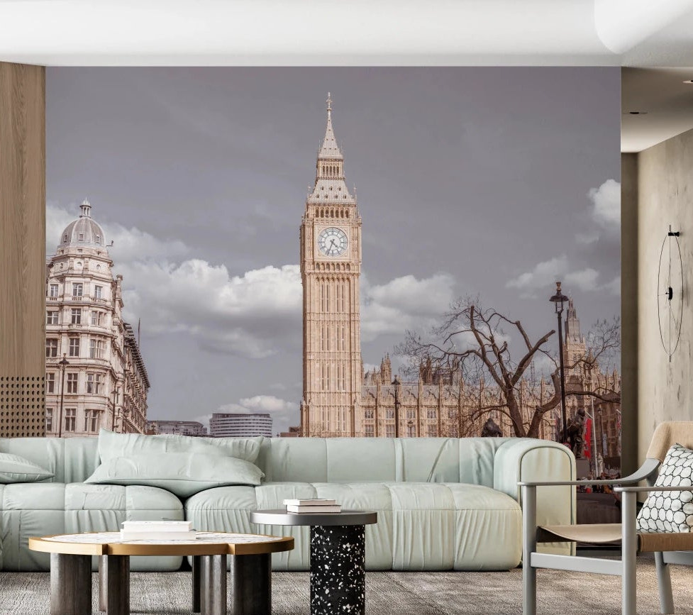 Big Ben Standing Tall living room Wall Mural view of the clock tower.