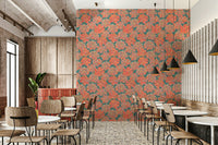 Large-scale hydrangeas accent this floral wallpaper.