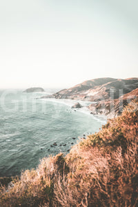 Big Sur coast view wall mural with dramatic cliffs and ocean.

