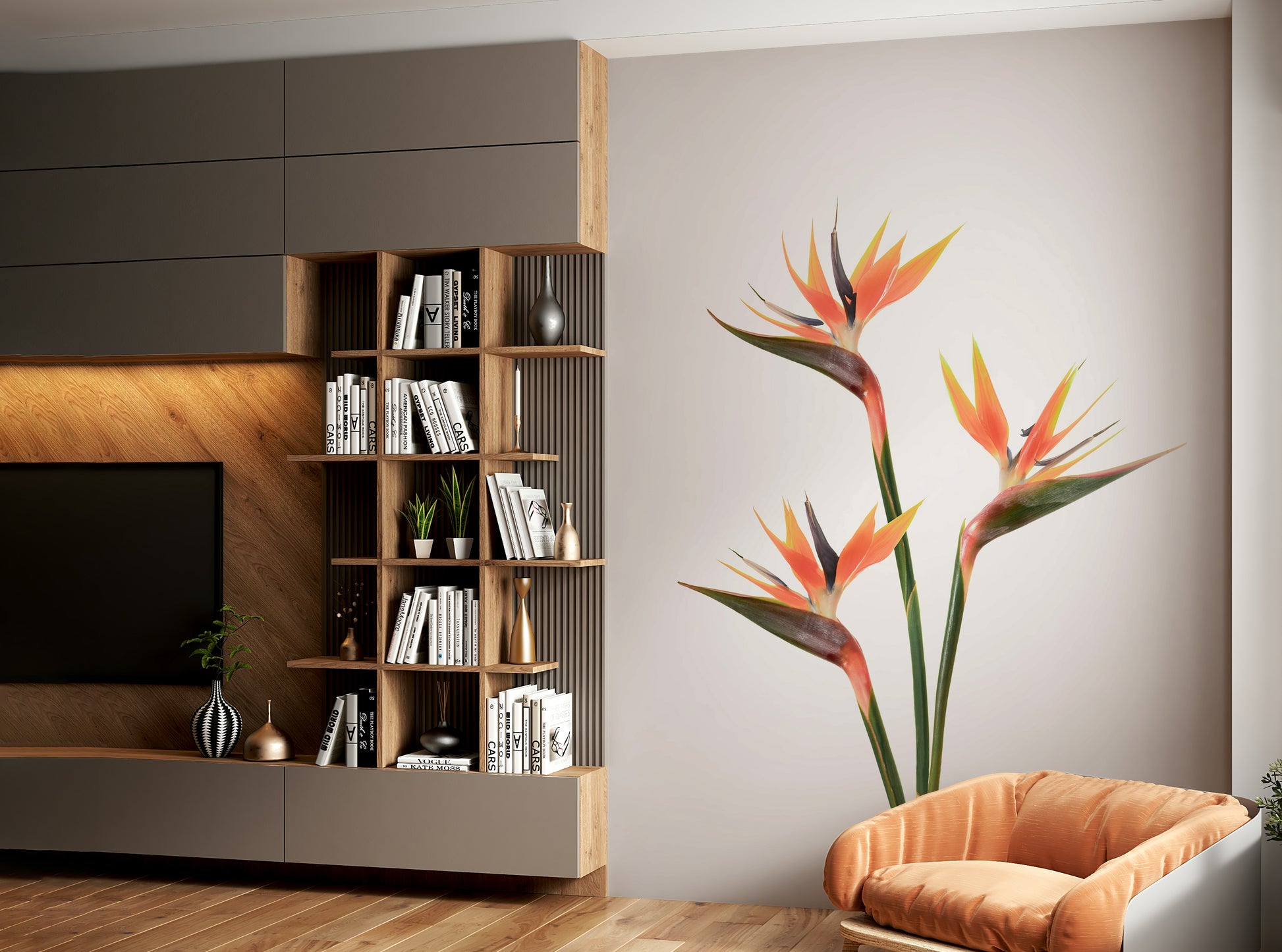 Bird of Paradise Bloom wall mural bringing tropical beauty indoors.

