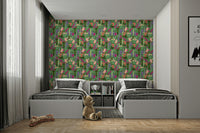 Birds & blooms wallpaper in soft pastel tones

