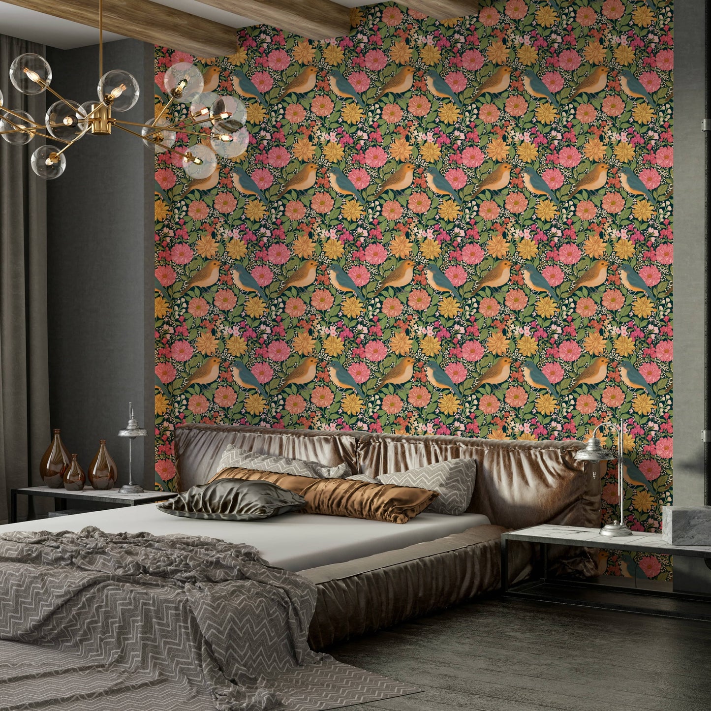 An artistic nature inspired mural for home decor.

