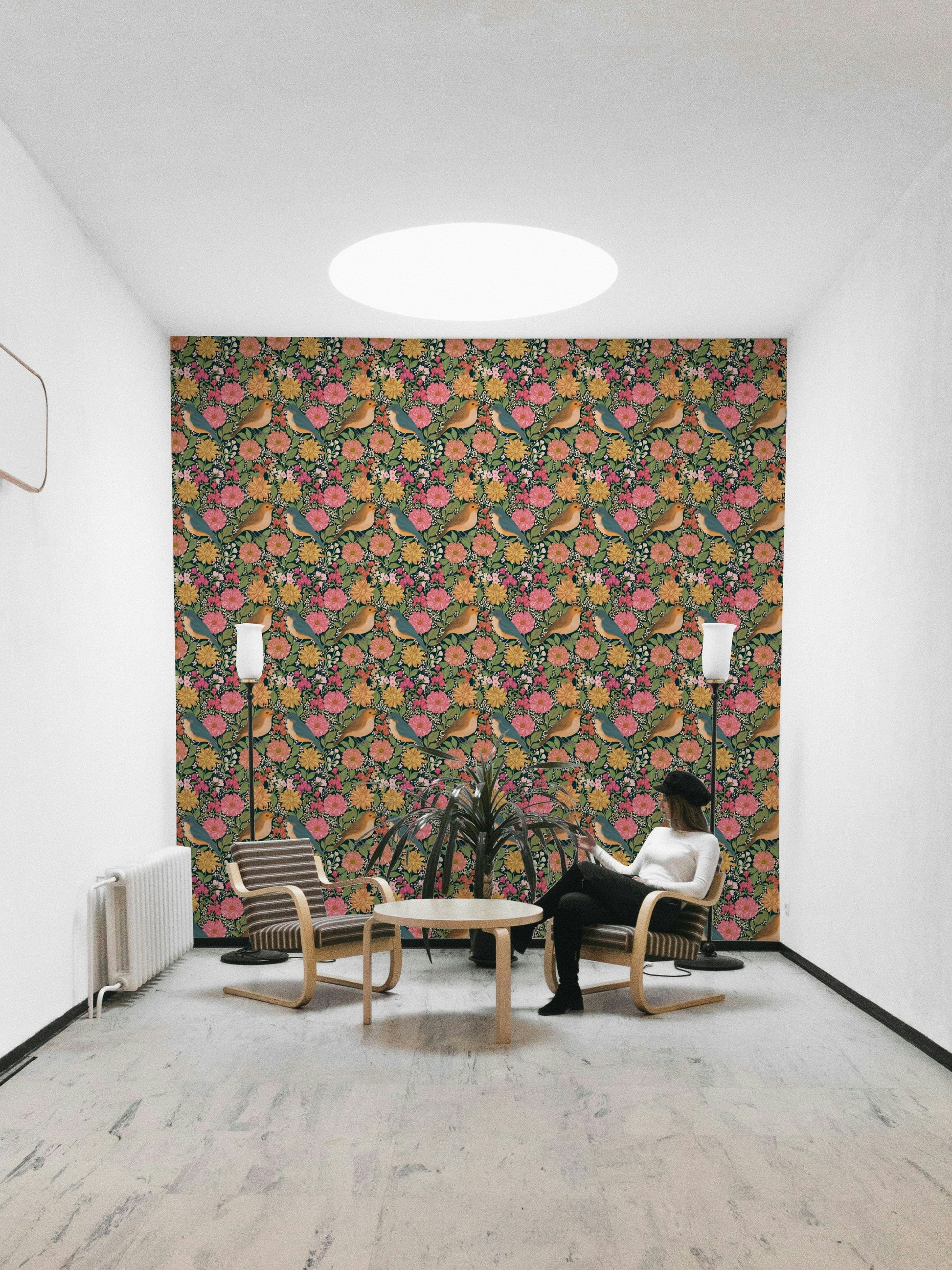 A beautiful modern bloom wall mural for a living room.

