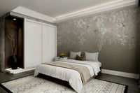The design features elegant birds and delicate flowers.

